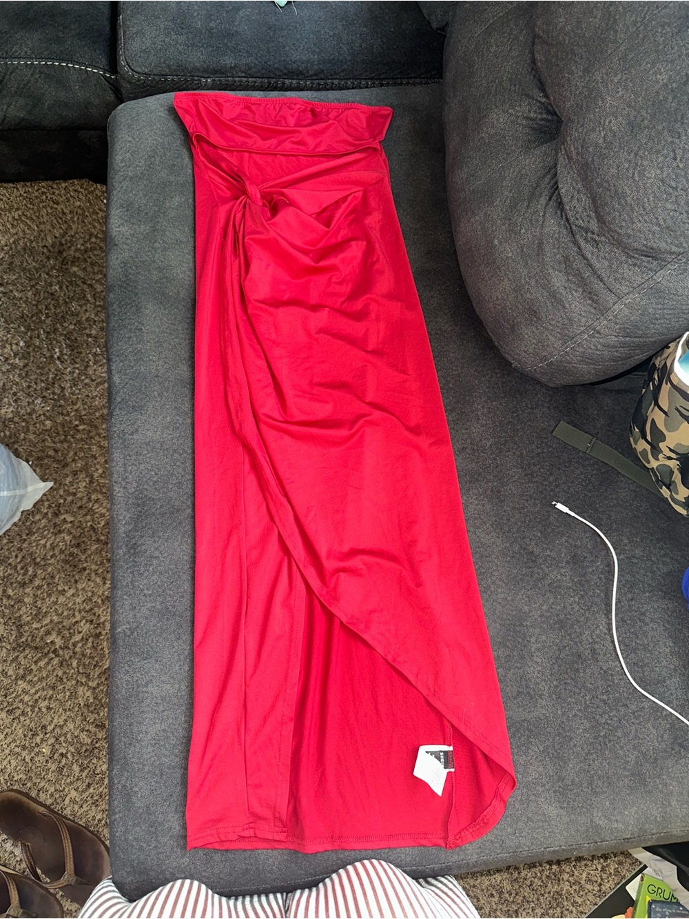SHEIN Bright Red Strapless Maxi Dress